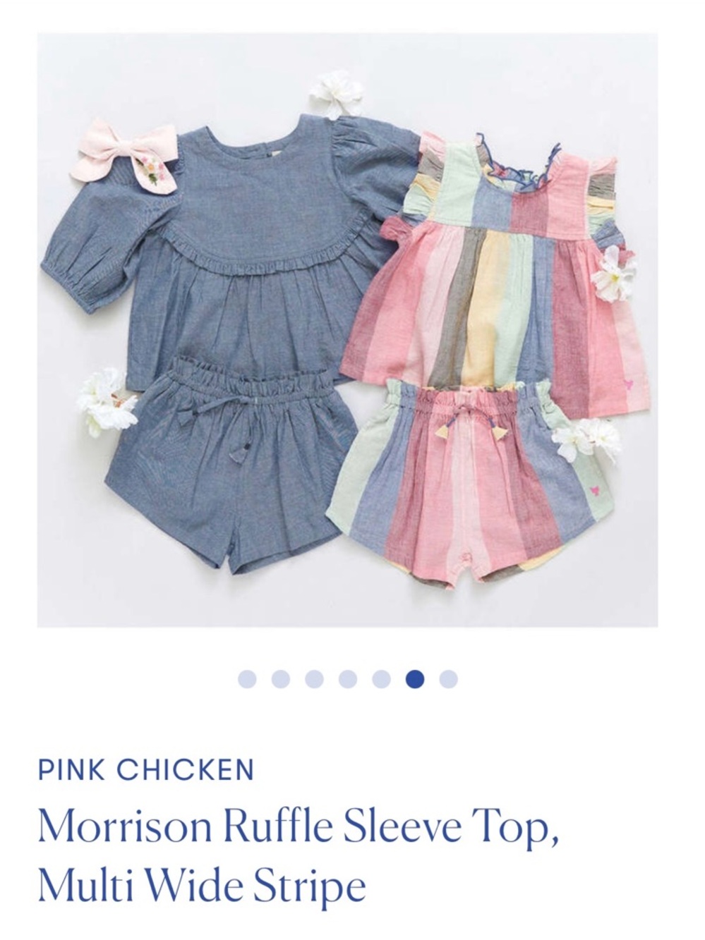 Pink Chicken Pastel Rainbow Stripe Dress (Pink, Mint, Blue, Yellow, Gray)